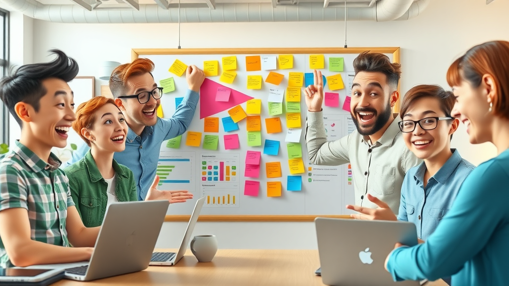 content marketing for local businesses enthusiastic marketing team in a local business collaborating on a content planning wall content calendar