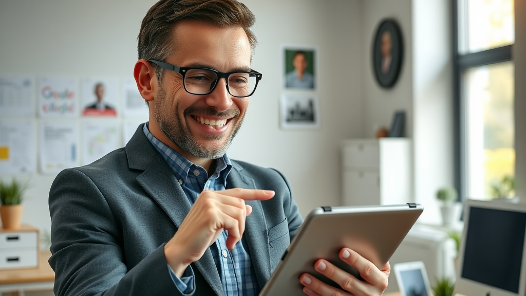 Manager uploading business photo to Google Profile, SEO for local businesses optimization