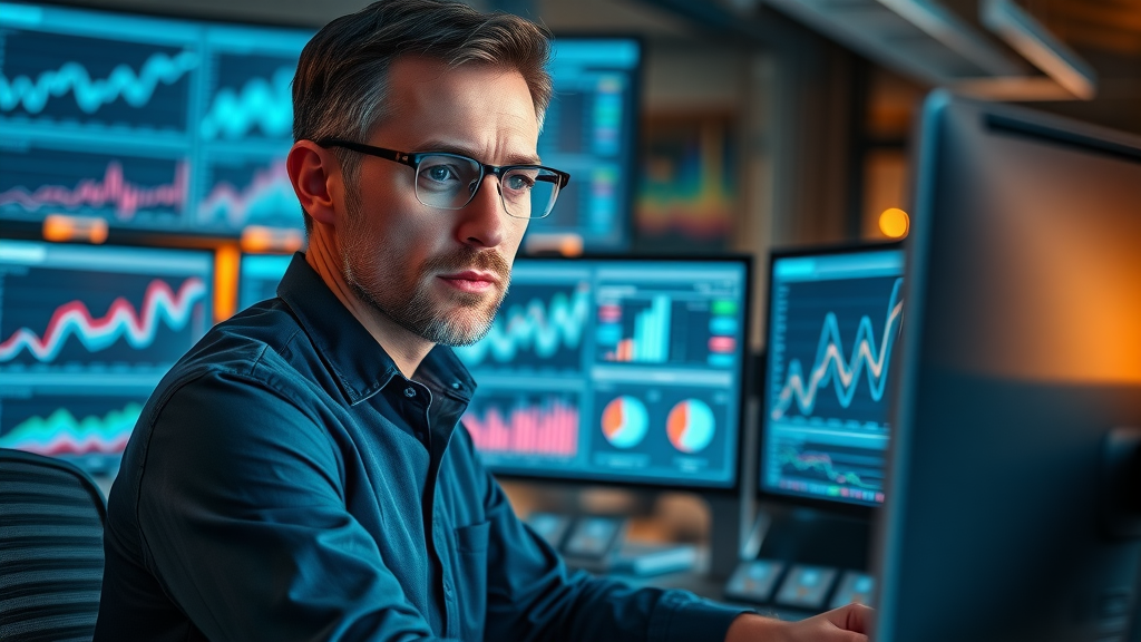 SEO analyst auditing local SEO performance with digital dashboards