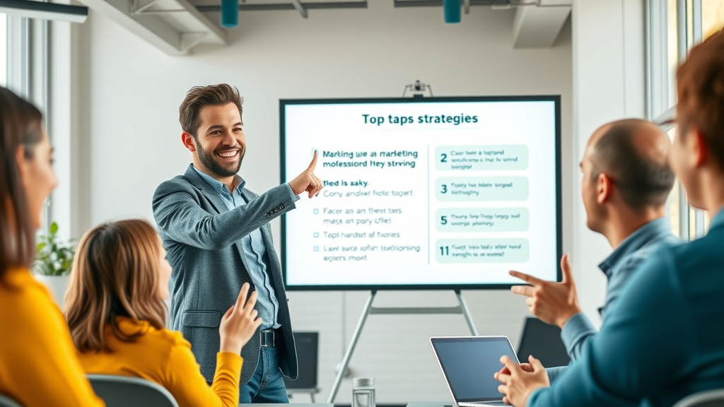 content marketing tips key takeaways and strategies in an open-plan workspace
