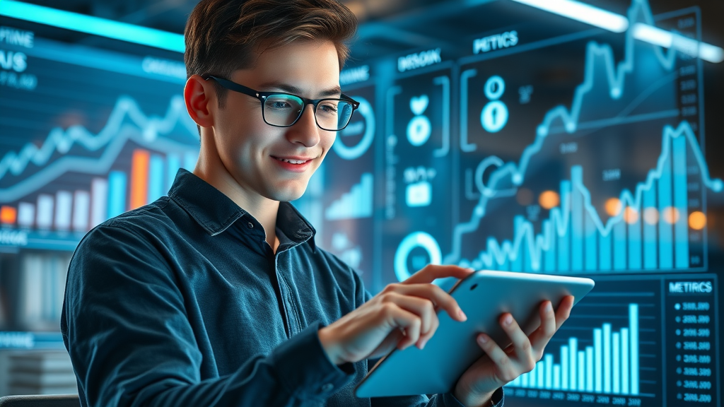 content marketing for local businesses young marketer reviewing analytics dashboard on a tablet to enhance online presence