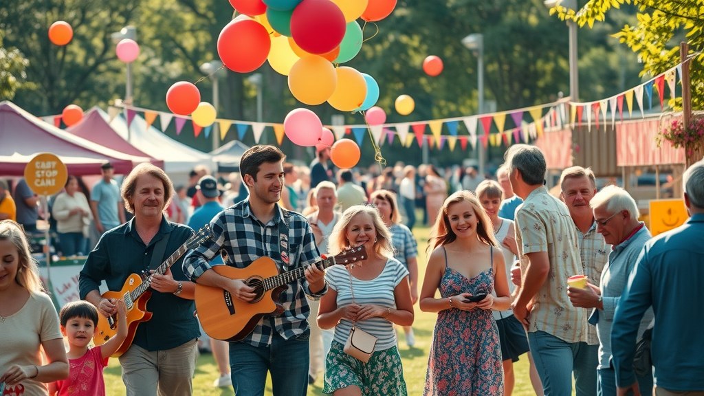 community gathers at a vibrant local event supported by a small business – leveraging local events in content marketing strategies