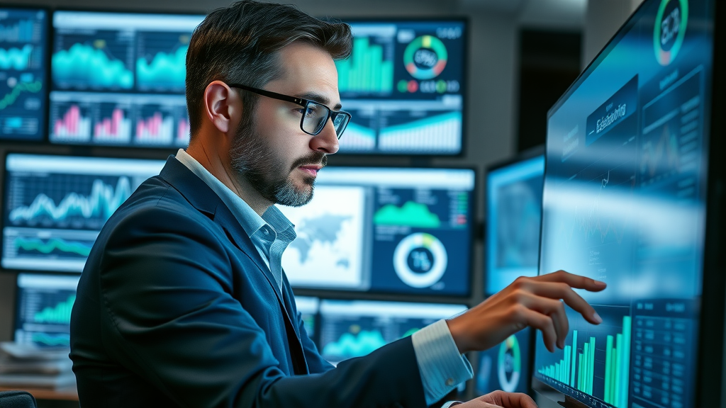 local business digital marketing owner analyzing local seo dashboard and optimizing for search engine visibility