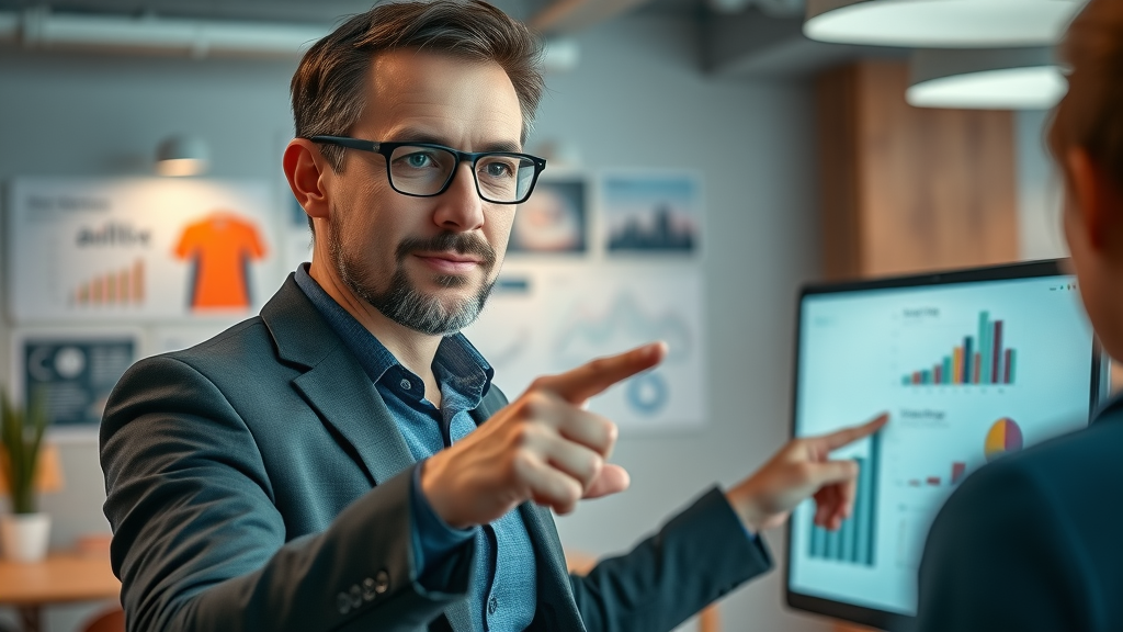 small business marketing consultant presenting to client
