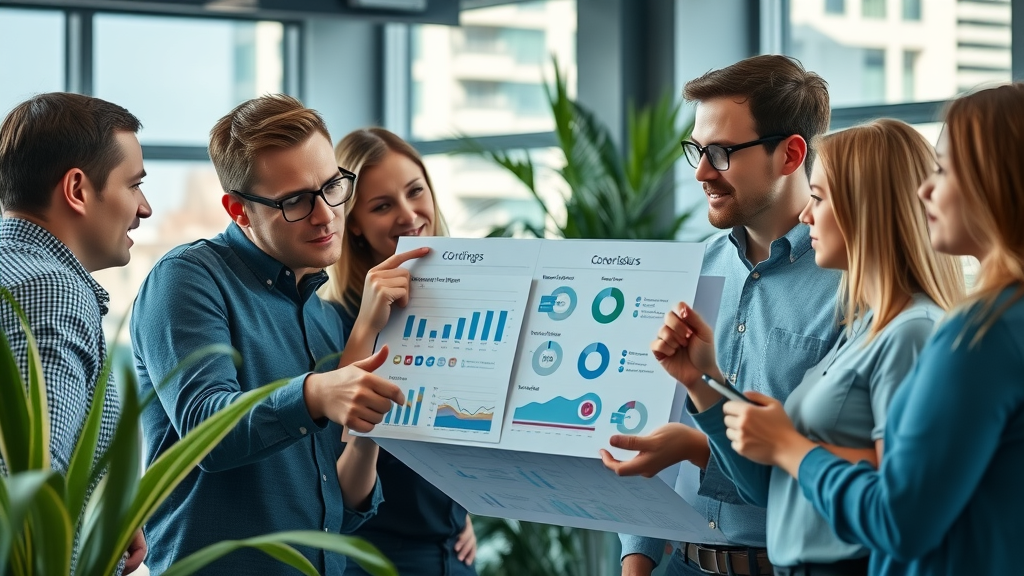 content distribution channels and content marketing team collaborating in modern office
