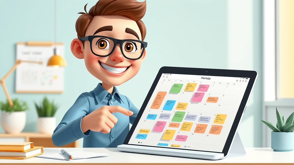 Organized marketing professional scheduling targeted content calendar and blog posts for business success in a modern workspace