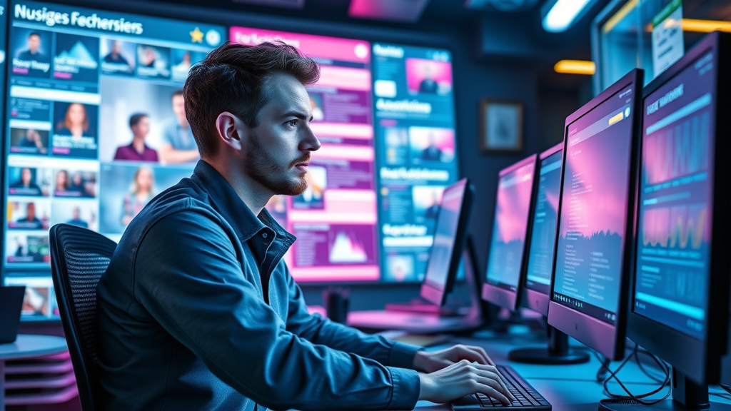 social media manager analyzes local business feeds for content optimization – leveraging social media for local marketing strategies