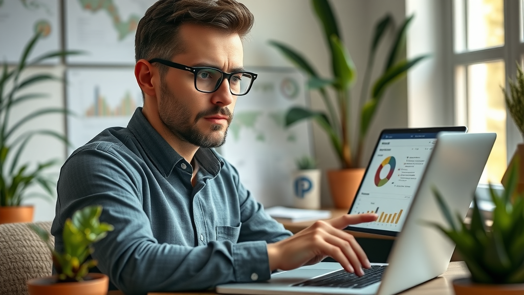 analytical entrepreneur analyzing roi in small business marketing