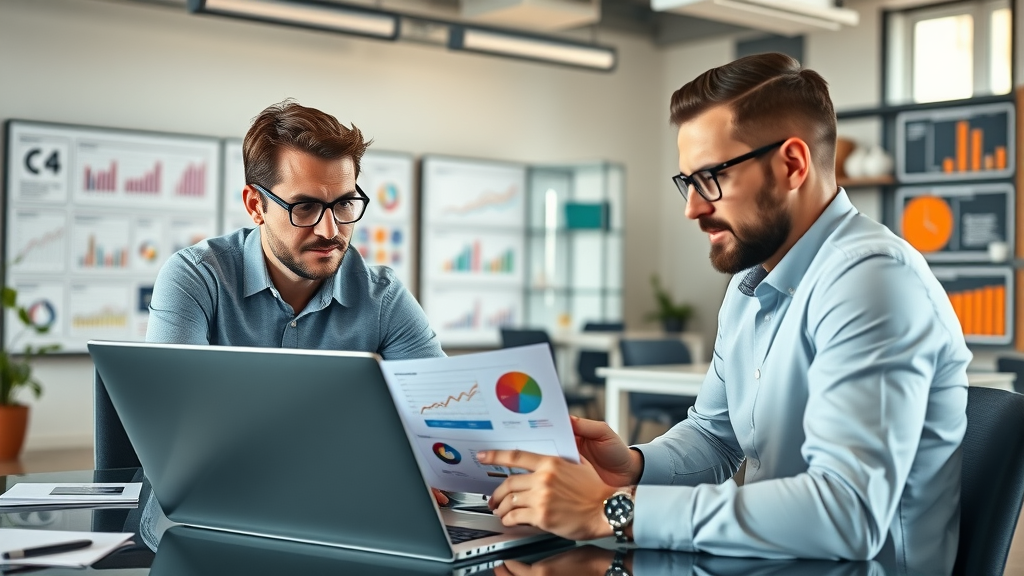 content marketing tools business team analyzing marketing data in digital marketing office, collaborative, digital strategy boards, photorealistic