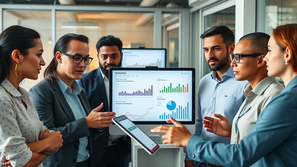 business professionals analyzing personalized email campaigns and marketing analytics