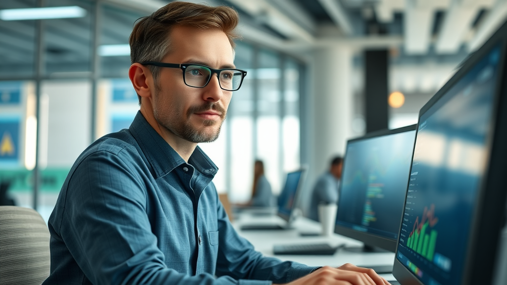 CRM specialist analyzing customer data for personalized email marketing