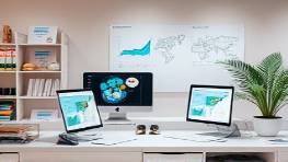 advanced internet strategy development, strategic and methodical, refining marketing approaches, photorealistic, clean and organized workspace with digital devices, highly detailed, digital maps and graphs in use, 5K resolution, calm neutrals, focused task lighting, shot with a macro lens.